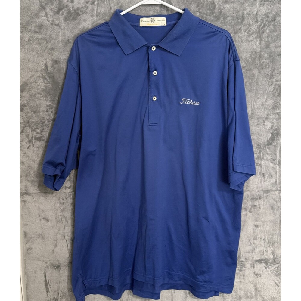 Vintage Fairway & Greene Titleist Golf Polo Men's XL Royal Blue Cotton